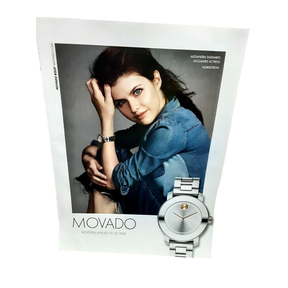 2017 Movado Watch Vintage Fashion Print Ad Alexandra Daddario